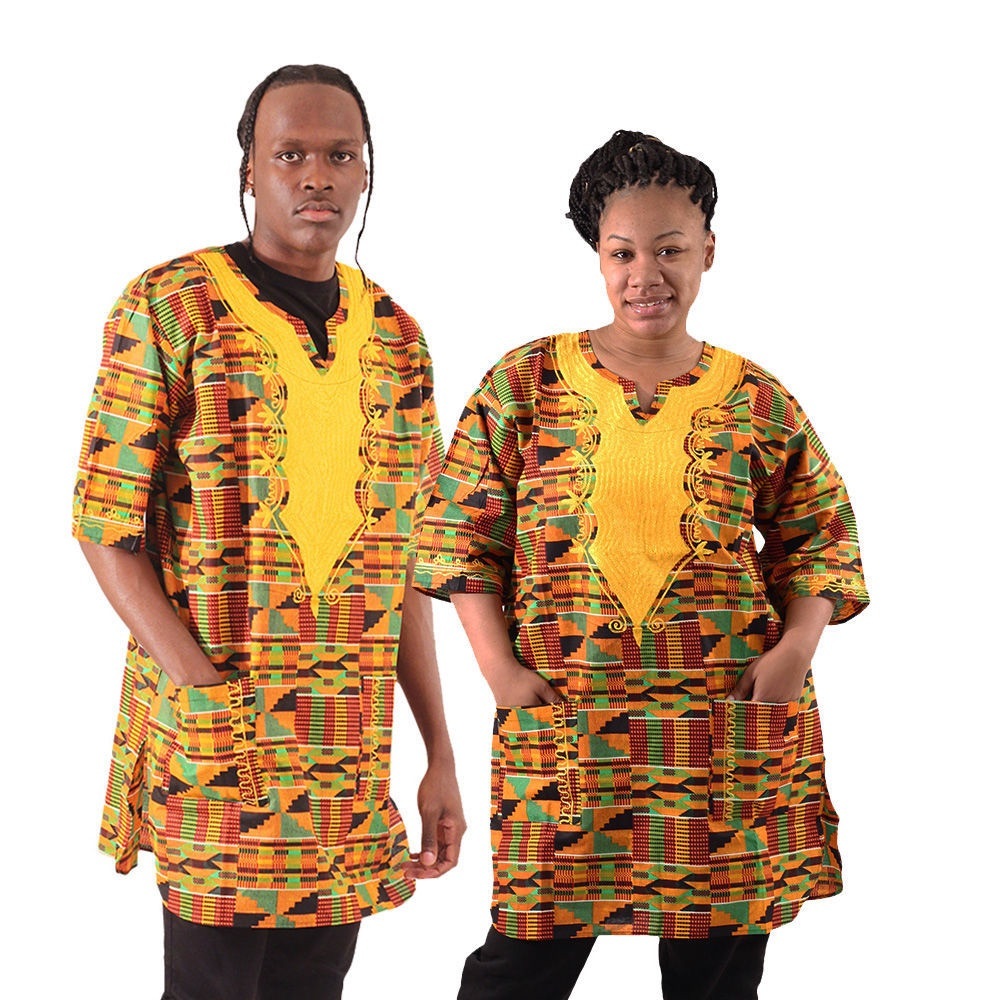 African Kente Dashiki 100% Cotton Free & Plus Size